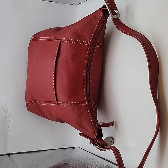 Tignanello Pebbled Leather Shoulder Bag Red NWOT - Picture 6 of 13
